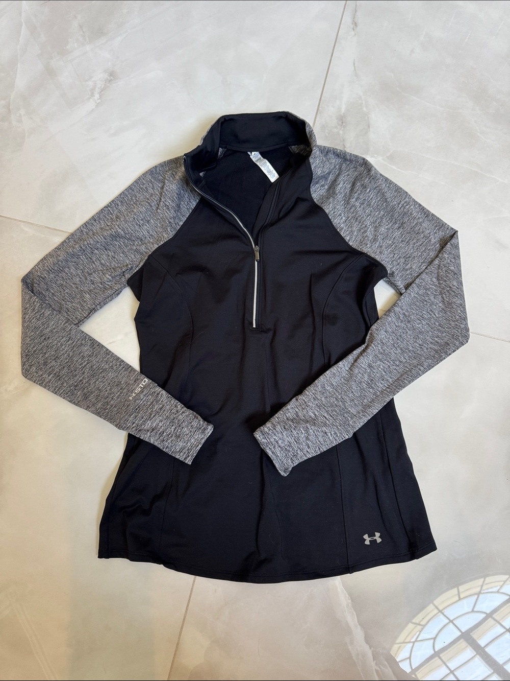 Under Armour Black Body with Gray Heather Sleeves Half-Zip Pullover